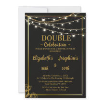 二重エレガント誕生日招待状