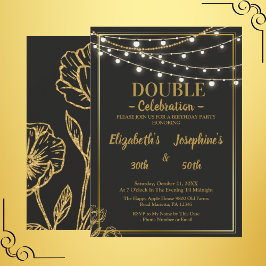 二重エレガント誕生日招待状 招待状