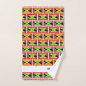 二重カスタム伝統グレンダジャマイカ国旗 バスタオルセット (ハンドタオル)