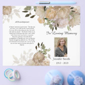 二重クリームタン牡丹の葬儀プログラム チラシ (シングル)