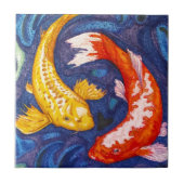 二重コイの魚のデザイン タイル (正面)