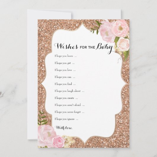 二重サイドのベビーシャワーのゲームの願い|の推測 招待状 (裏面)