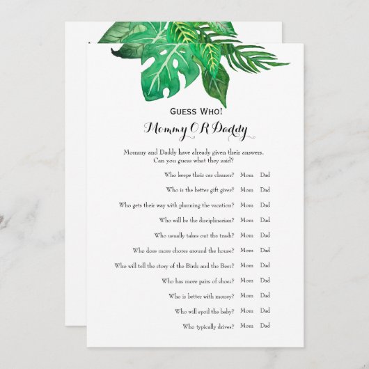 二重サイドのベビーシャワーのゲームの願い|の推測 招待状 (正面/裏面)