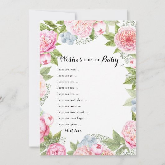 二重サイドのベビーシャワーのゲームの願い|の推測 招待状 (裏面)