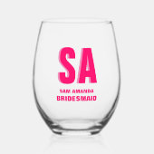 二重シャドパーソナライズされたー・モノグラム花嫁メイド ステムなしワイングラス (正面)
