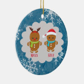 二重ジンジャーブレッドのクッキーのクリスマスwは年を示します セラミックオーナメント (右)