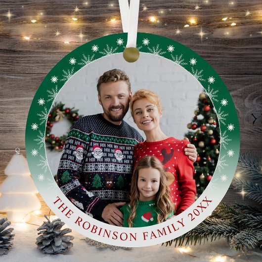 二重スタイリッシュカラフル面2枚の写真の雪の結晶 メタルオーナメント