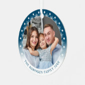 二重スタイリッシュモダン面2枚の写真の雪の結晶 メタルオーナメント (正面左)