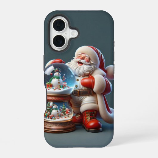 二重スノーグローブのサンタ、クリスマス、作者 Na iPhone 16ケース (裏面)