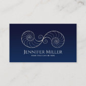 二重スパイラルナウチラス貝真珠の輪郭 名刺 (正面)