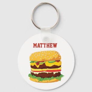 二重チーズバーガーパーソナライズなKeychain キーホルダー