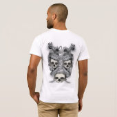 二重ドラゴンおよびスカルのTシャツ Tシャツ (裏面フル)