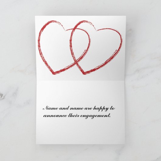 二重ハートの婚約の発表 案内状 (内部)