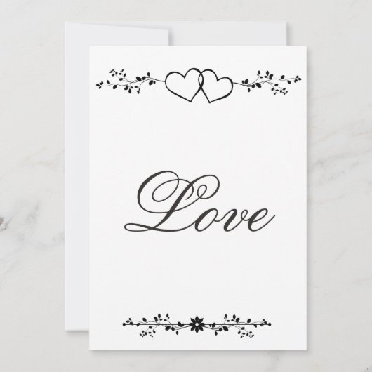 二重ハートの花柄の枝結婚式招待状 招待状 (裏面)