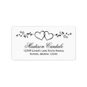 二重ハートパーソナライズされたの結婚住所 シール (正面)