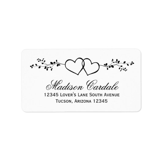 二重ハートパーソナライズされたの結婚住所 シール (正面)