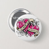 二重ハート乳がん生存者 缶バッジ (正面&裏面)