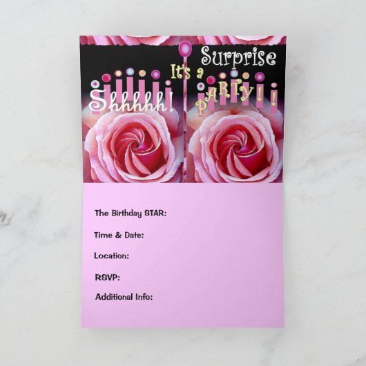 二重バラを持つ第75誕生会を驚かして下さい 招待状 (内部)