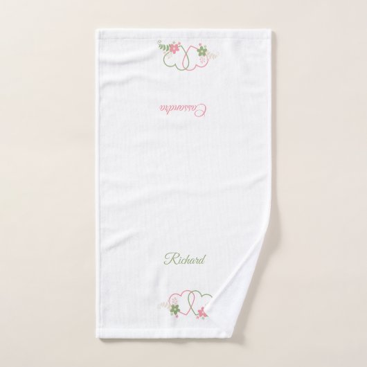 二重パーソナライズされたハート新規追加 バスタオルセット (ハンドタオル)