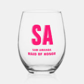 二重パーソナライズされた影モノグラムメイド・オブ・オーナー(花嫁付き添い人) ステムなしワイングラス (正面)