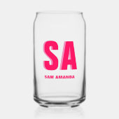 二重パーソナライズされた影モノグラム名 ガラス缶 (正面)