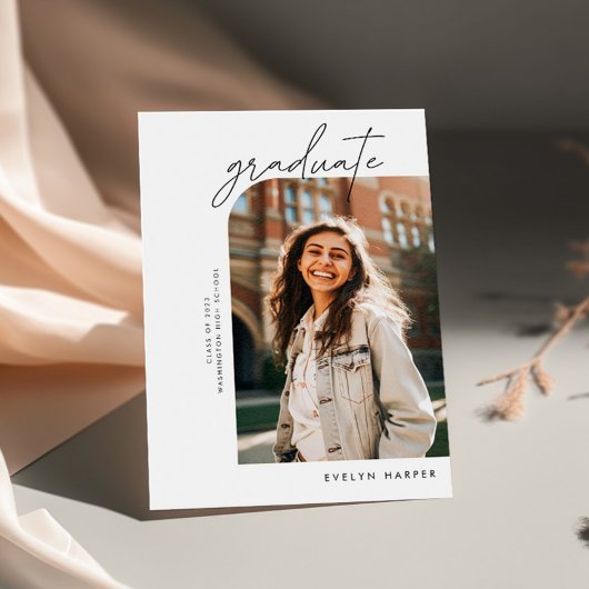 二重ミニマルエレガント写真卒業 招待状