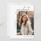 二重ミニマルエレガント写真卒業 招待状 (正面)