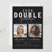 二重モダンお祝い2写真卒業 招待状 (正面)