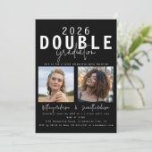 二重モダンお祝い2写真卒業 招待状 (スタンド正面)