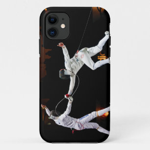 二重モダンなフェンシング剣の戦い iPhone 11 ケース