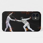 二重モダンなフェンシング剣の戦い Case-Mate iPhoneケース (裏面(横))