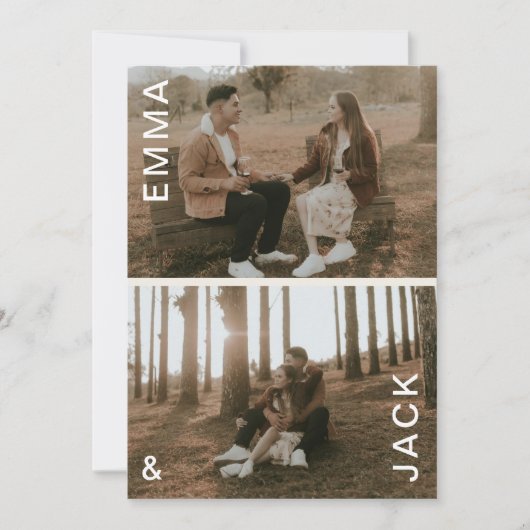 二重モダンミニマル写真の日付を保存 招待状 (正面)