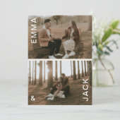 二重モダンミニマル写真の日付を保存 招待状 (スタンド正面)