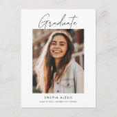 二重モダンミニマル写真卒業パーティー インビテーションポストカード (正面)