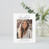 二重モダンミニマル写真卒業パーティー インビテーションポストカード (スタンド正面)