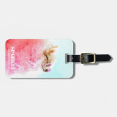 二重モダン写パーソナライズされた真スキャン可能QRコード ラゲッジタグ (正面横)