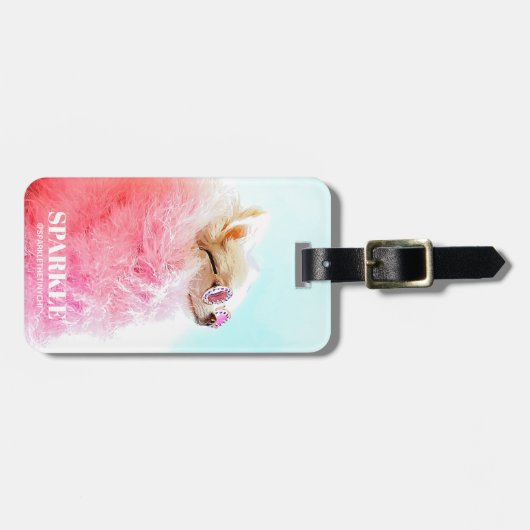 二重モダン写パーソナライズされた真スキャン可能QRコード ラゲッジタグ (正面横)