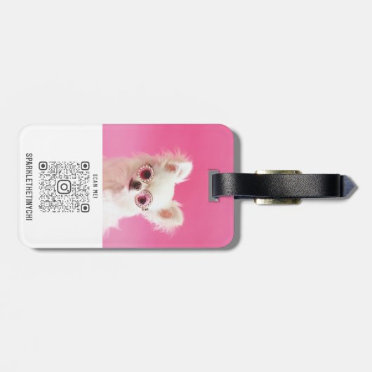 二重モダン写パーソナライズされた真スキャン可能QRコード ラゲッジタグ (裏面横)