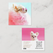 二重モダン写パーソナライズされた真スキャン可能QR スクエア名刺 (正面/裏面)