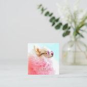 二重モダン写パーソナライズされた真スキャン可能QR スクエア名刺 (スタンド正面)