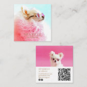 二重モダン写パーソナライズされた真QRコード スクエア名刺 (正面/裏面)