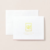 二重モダン幸福結婚感謝 箔カード (封筒付き正面)