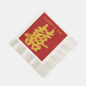 二重モダン幸福結婚金ゴールドグリッター 縁ありランチョンナプキン (角)