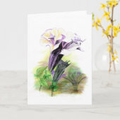 二重ラベンダーの天使のトランペットの挨拶状 カード (黄色い花)