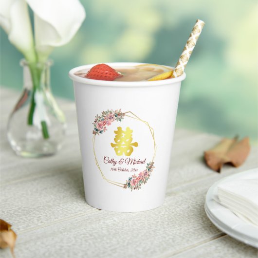 二重中国の結婚幸福の花リース 紙コップ (インサイチュ)