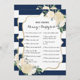 二重側面のベビーシャワーのゲーム-だれが知っているかアドバイス| 招待状