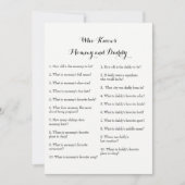 二重側面のベビーシャワーのゲーム-だれが知っているかアドバイス| 招待状 (正面)