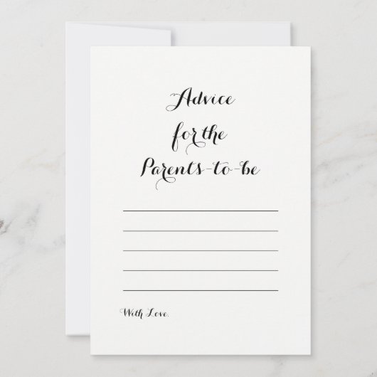 二重側面のベビーシャワーのゲーム-だれが知っているかアドバイス| 招待状 (裏面)