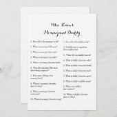 二重側面のベビーシャワーのゲーム-だれが知っているかアドバイス| 招待状 (正面/裏面)