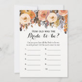 二重側面の秋の花のブライダルシャワーのゲーム 招待状 (正面)